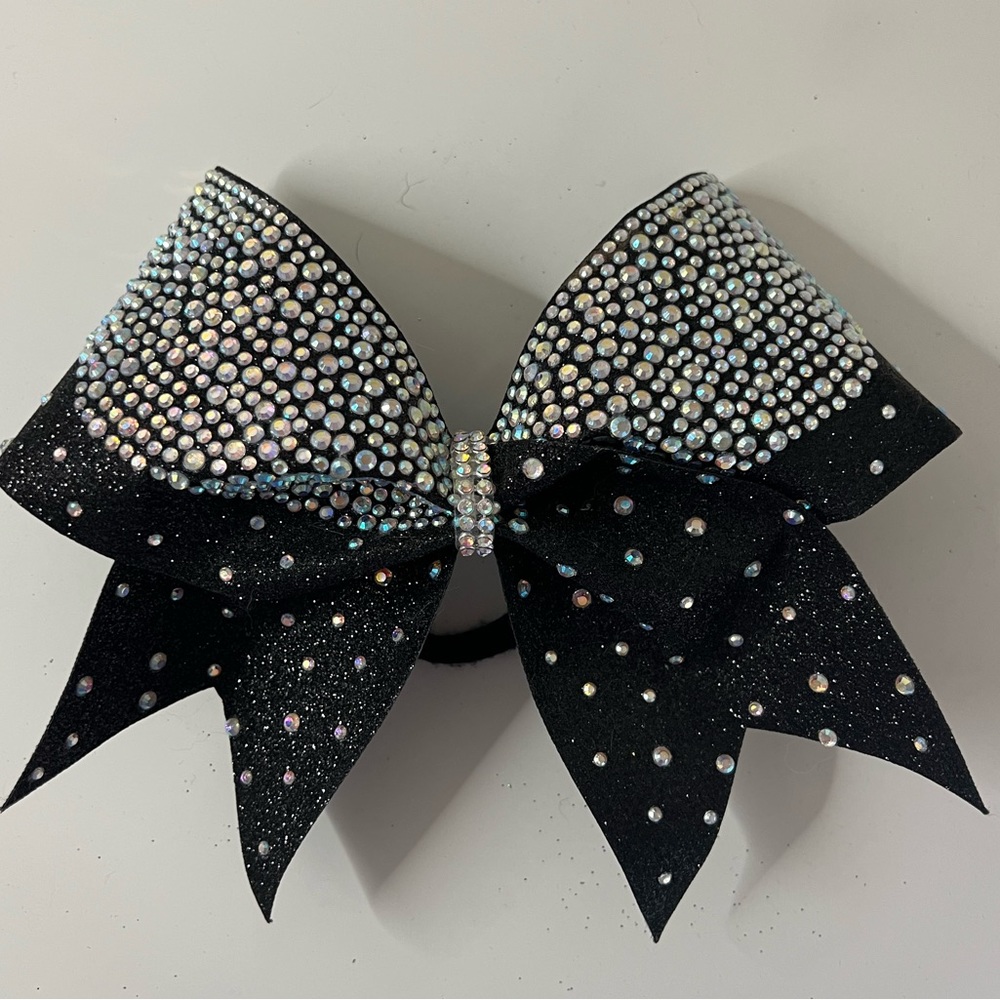 Black Rhinestone Competition Cheer Bow